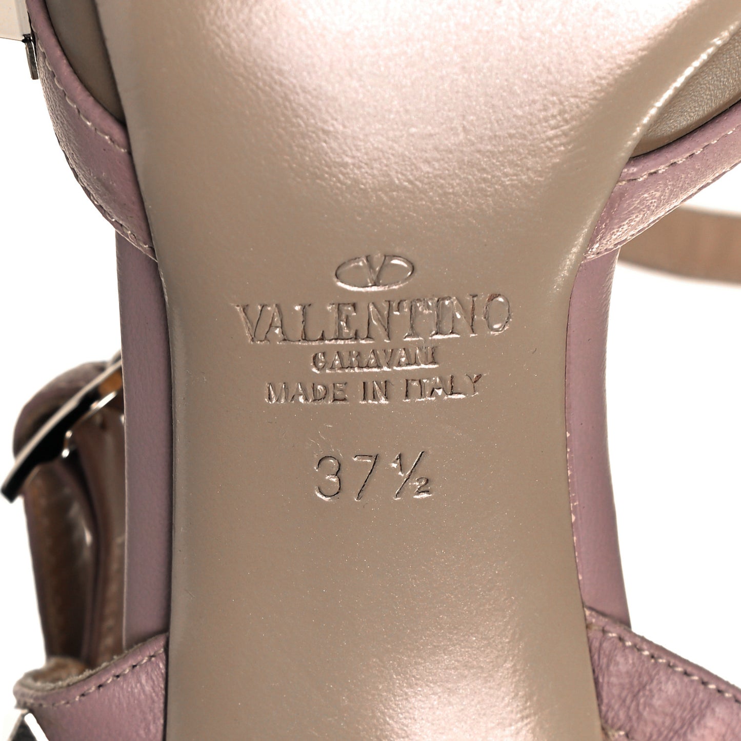 Calfskin Nappa Rockstud Ankle Strap 65mm Pumps 38 Alpaca Poudre