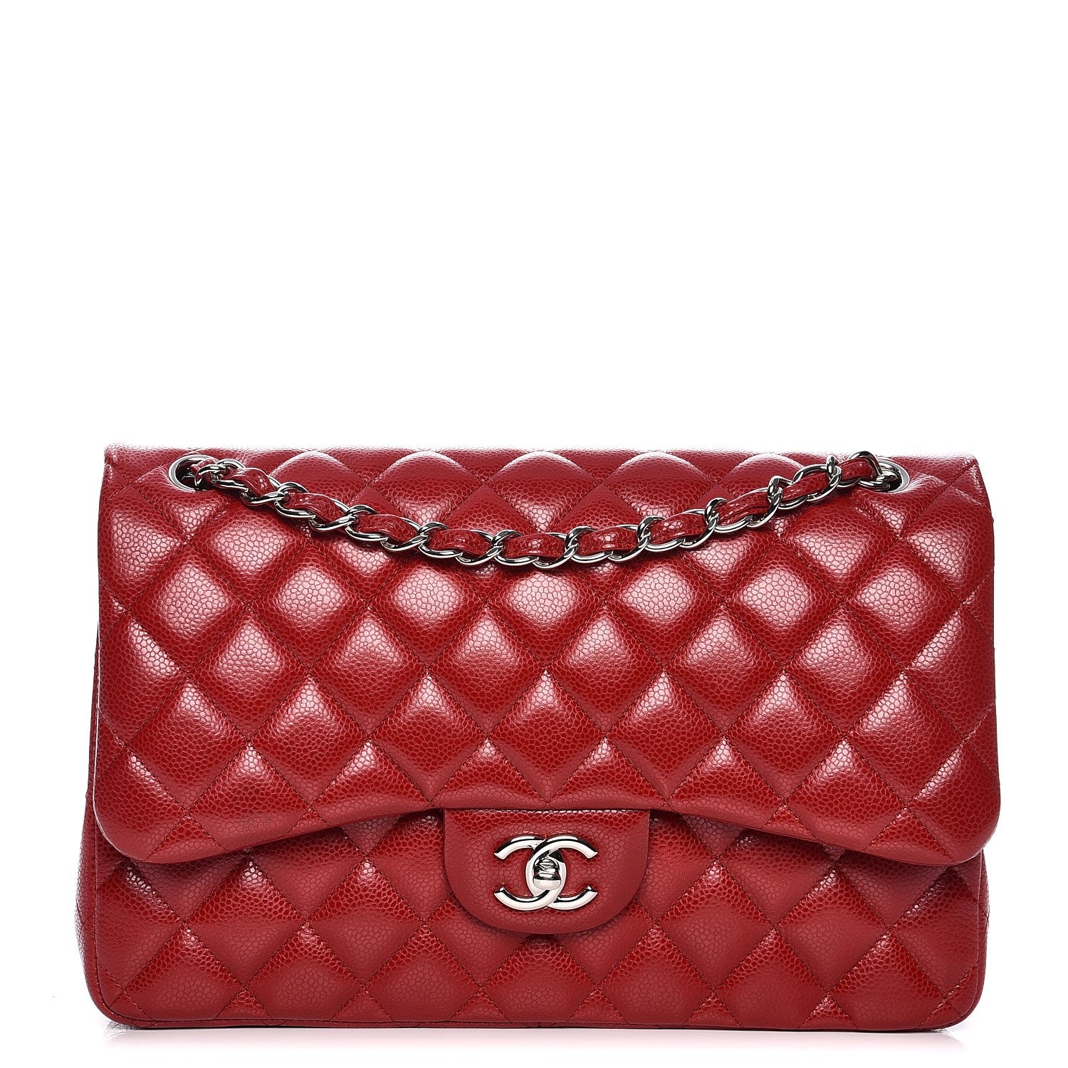 Chanel Caviar Quilted Jumbo Double Flap Red 1 of 11