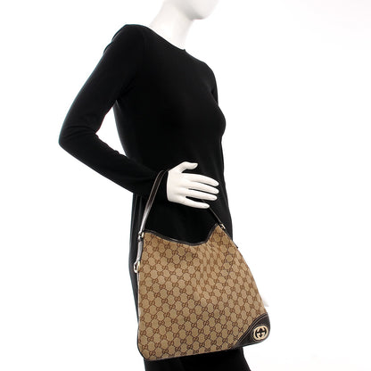 Gucci Monogram Medium New Britt Hobo Dark Brown 2 of 10
