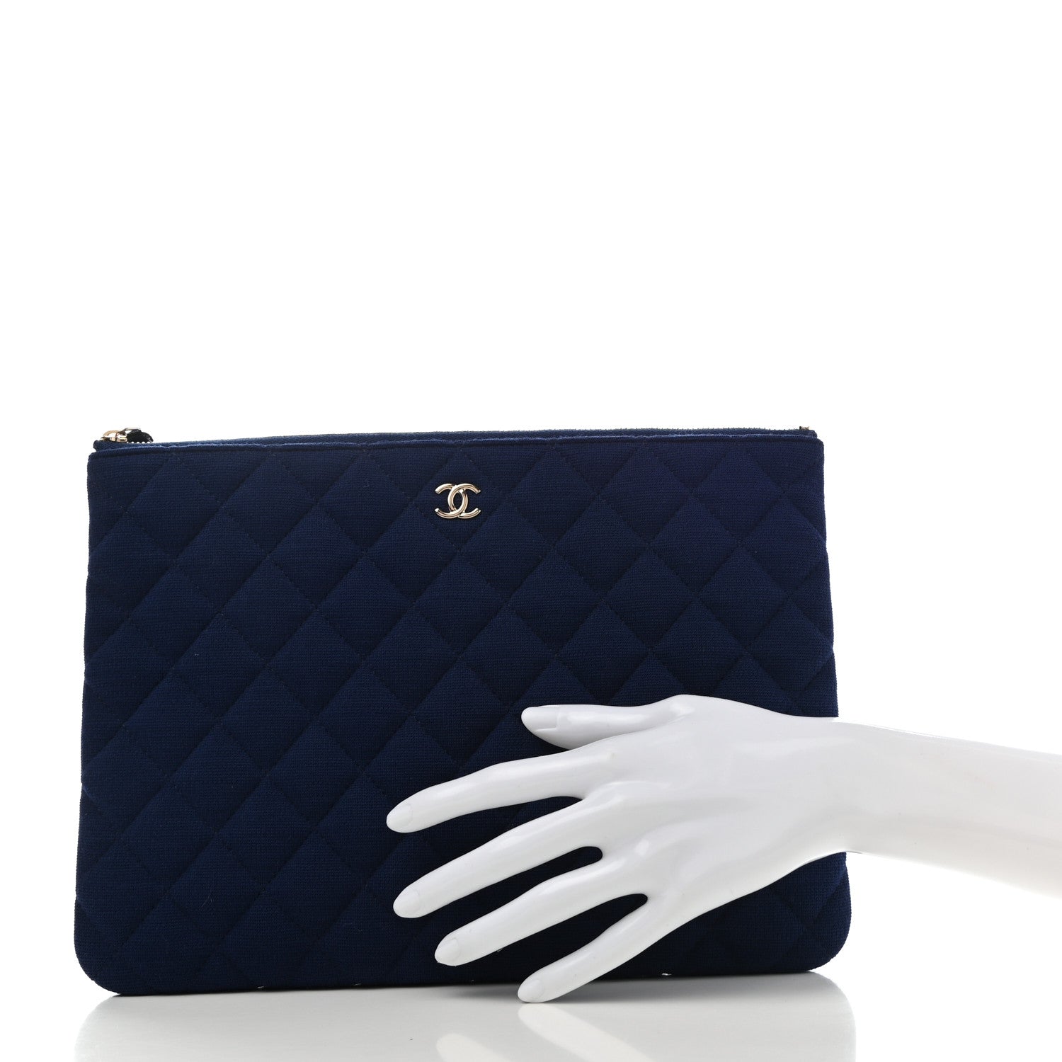 Chanel Jersey Quilted Medium Cosmetic Case Blue 2 of 9