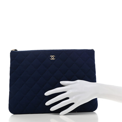 Chanel Jersey Quilted Medium Cosmetic Case Blue 2 of 9