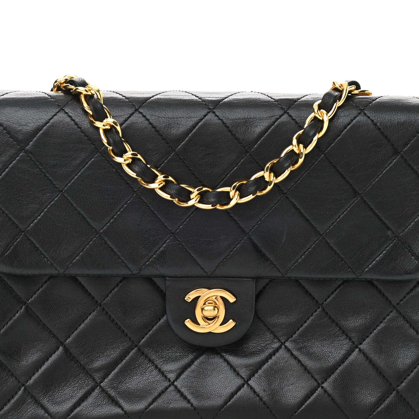 Lambskin Quilted Small Single Flap Black