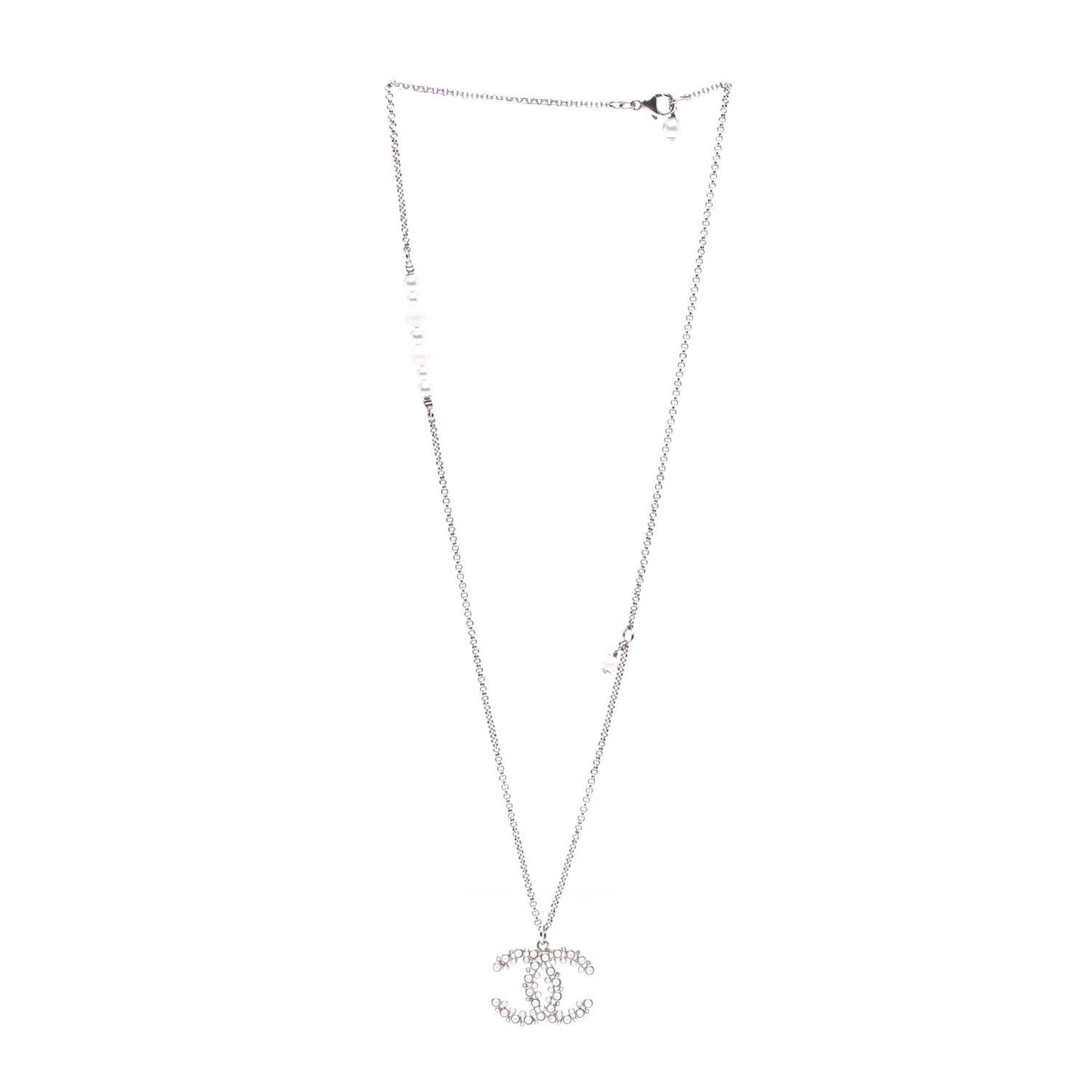 Crystal Pearl Snow Splash CC Pendant Necklace Gold