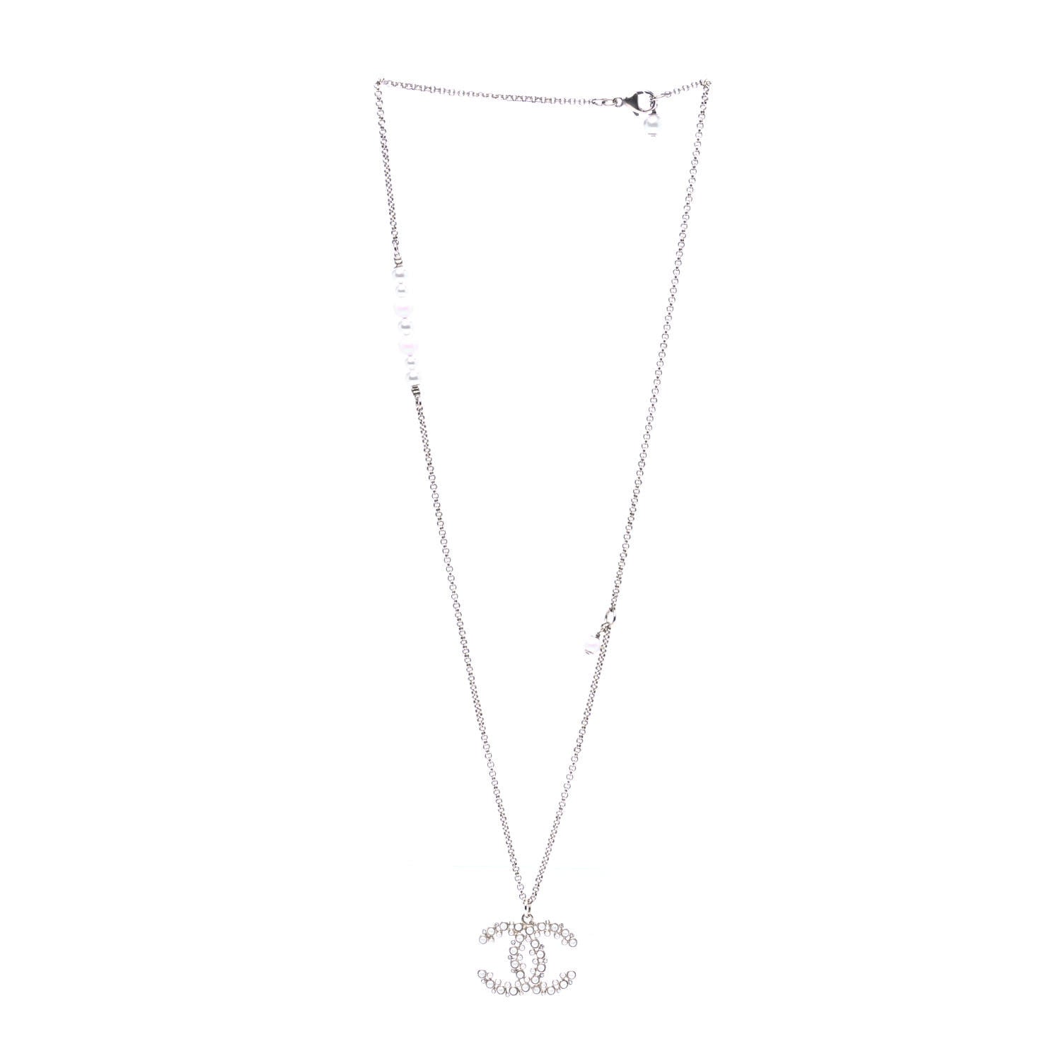 Chanel Crystal Pearl Snow Splash CC Pendant Necklace Gold 2 of 5