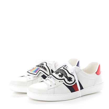 Gucci Calfskin Ayers Web UFO Dragon Embroidered Mens Ace Sneakers 11 White 3 of 7