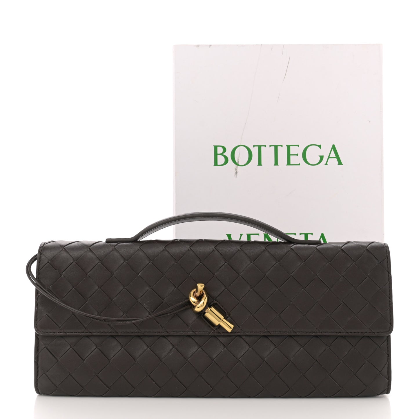Nappa Intrecciato Long Andiamo Top Handle Clutch Fondant