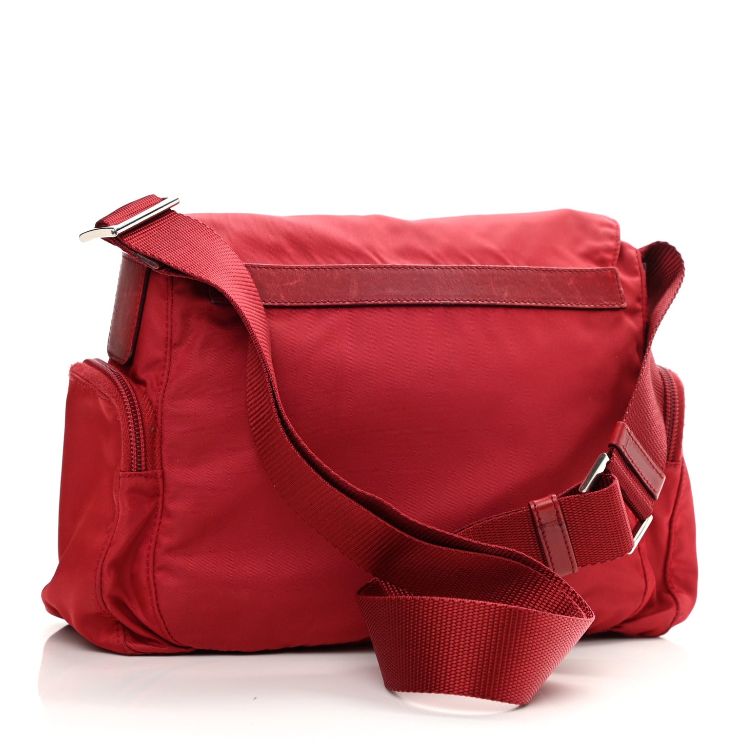Tessuto Nylon Saffiano Messenger Bag Red