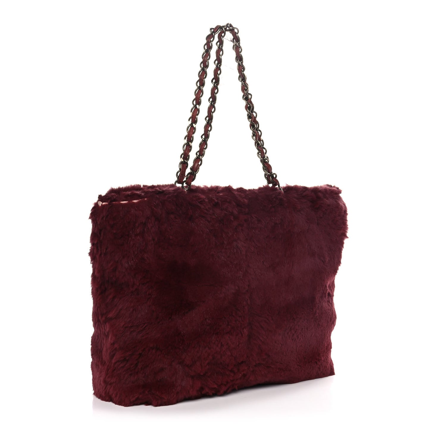 Rabbit Fur Shoulder Bag Burgundy