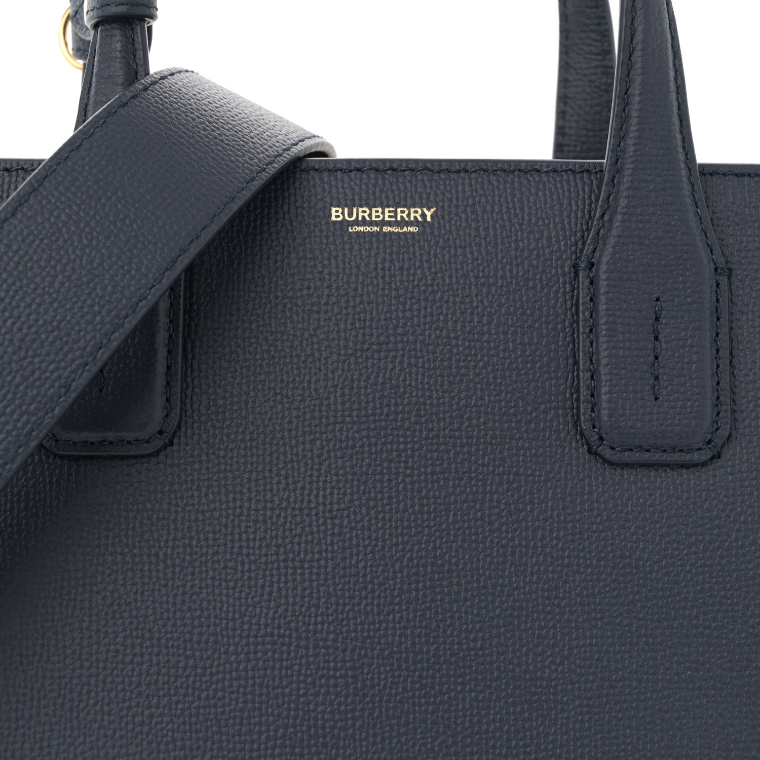 Burberry Derby Calfskin Vintage Check Medium Banner Tote Regency Blue 9 of 11