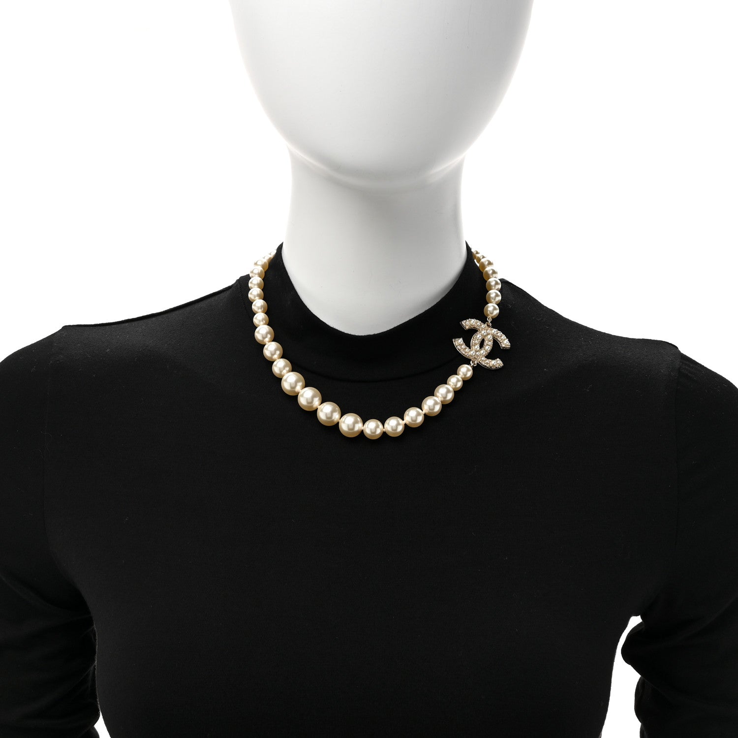 Chanel Pearl CC 100th Anniversary Necklace Light Gold 2 of 4