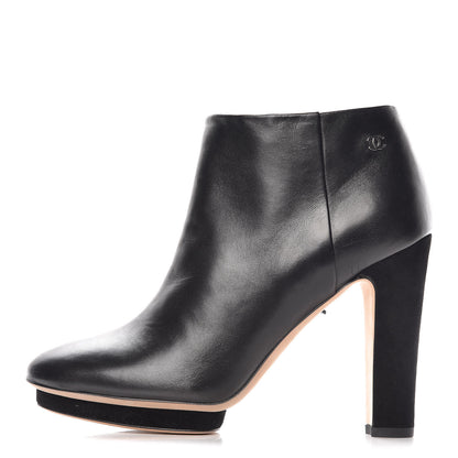 Chanel Lambskin Suede CC Platform Ankle Boots 38 Black 1 of 13