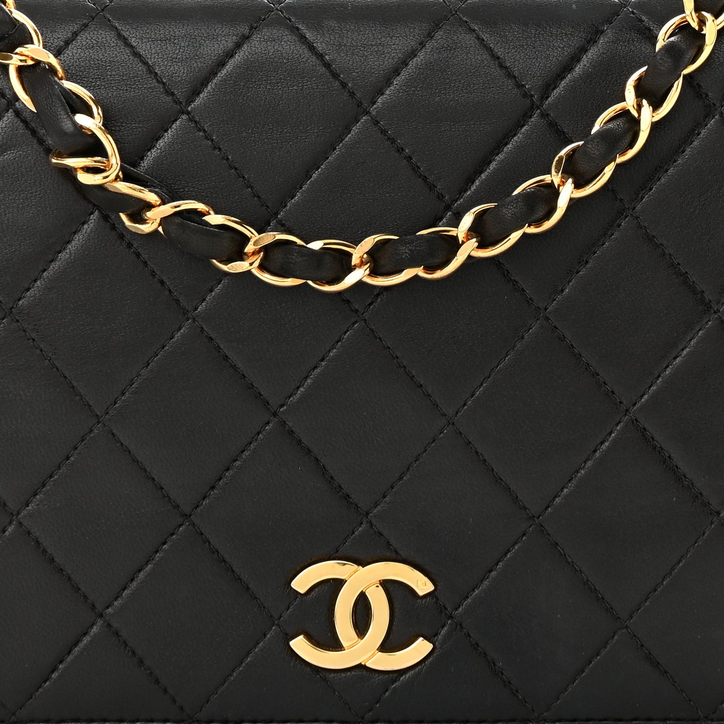 Lambskin Quilted Small Single Flap Black