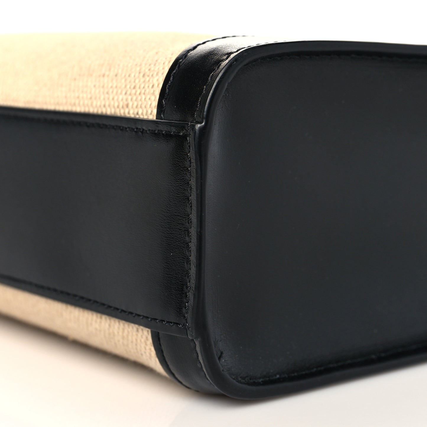 Canvas Calfskin Small Vertical Cabas Vanilla Black