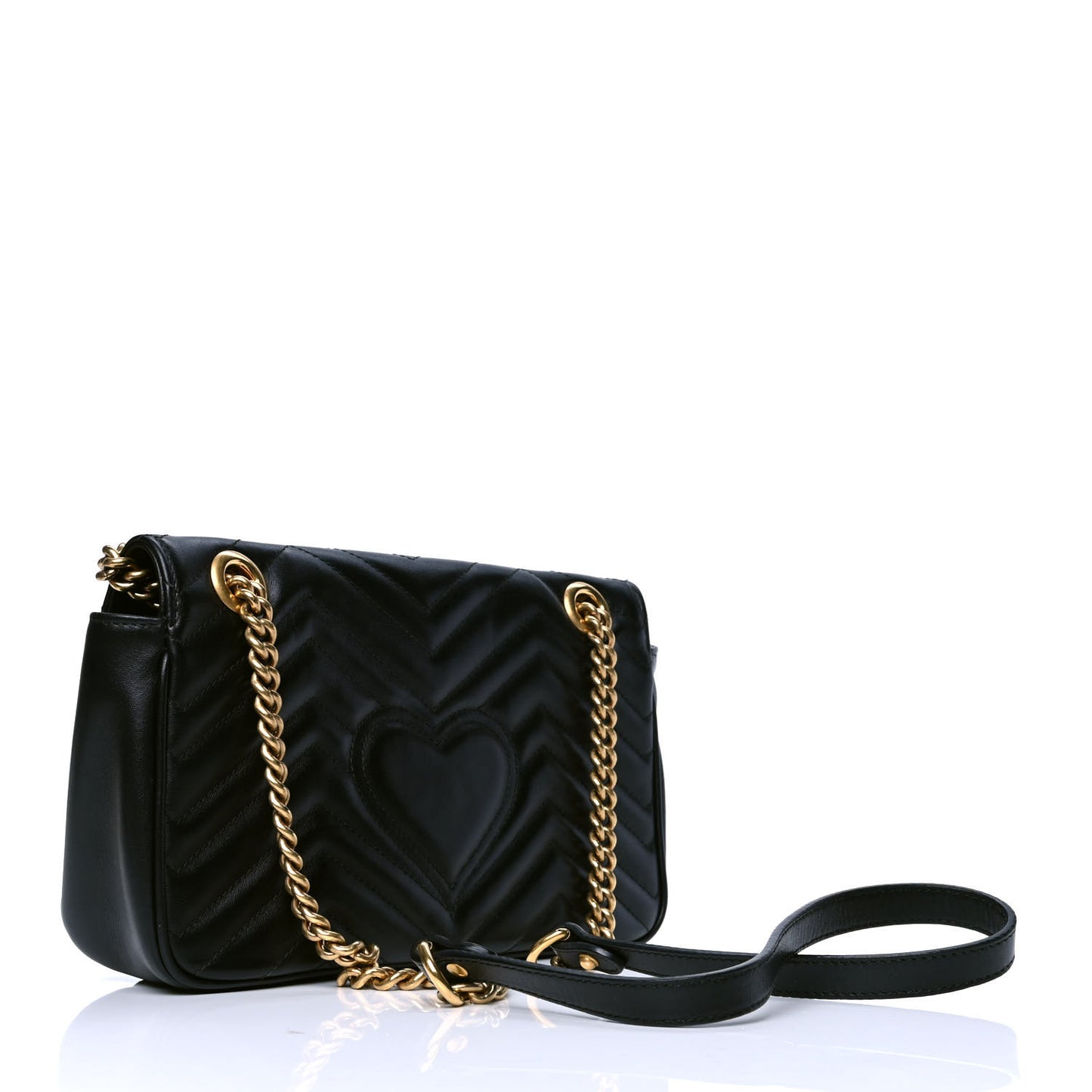 Calfskin Matelasse Small GG Marmont Shoulder Bag Black