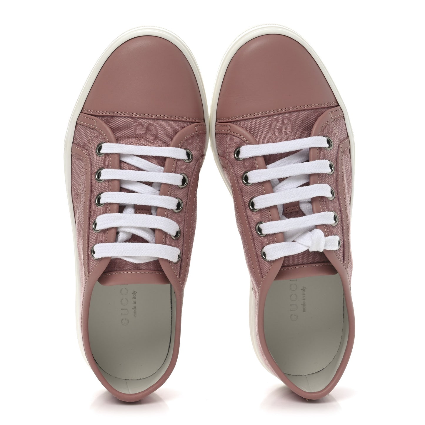 GG Monogram Calfskin Womens Low Top Sneakers 35 Pink Soft Pink