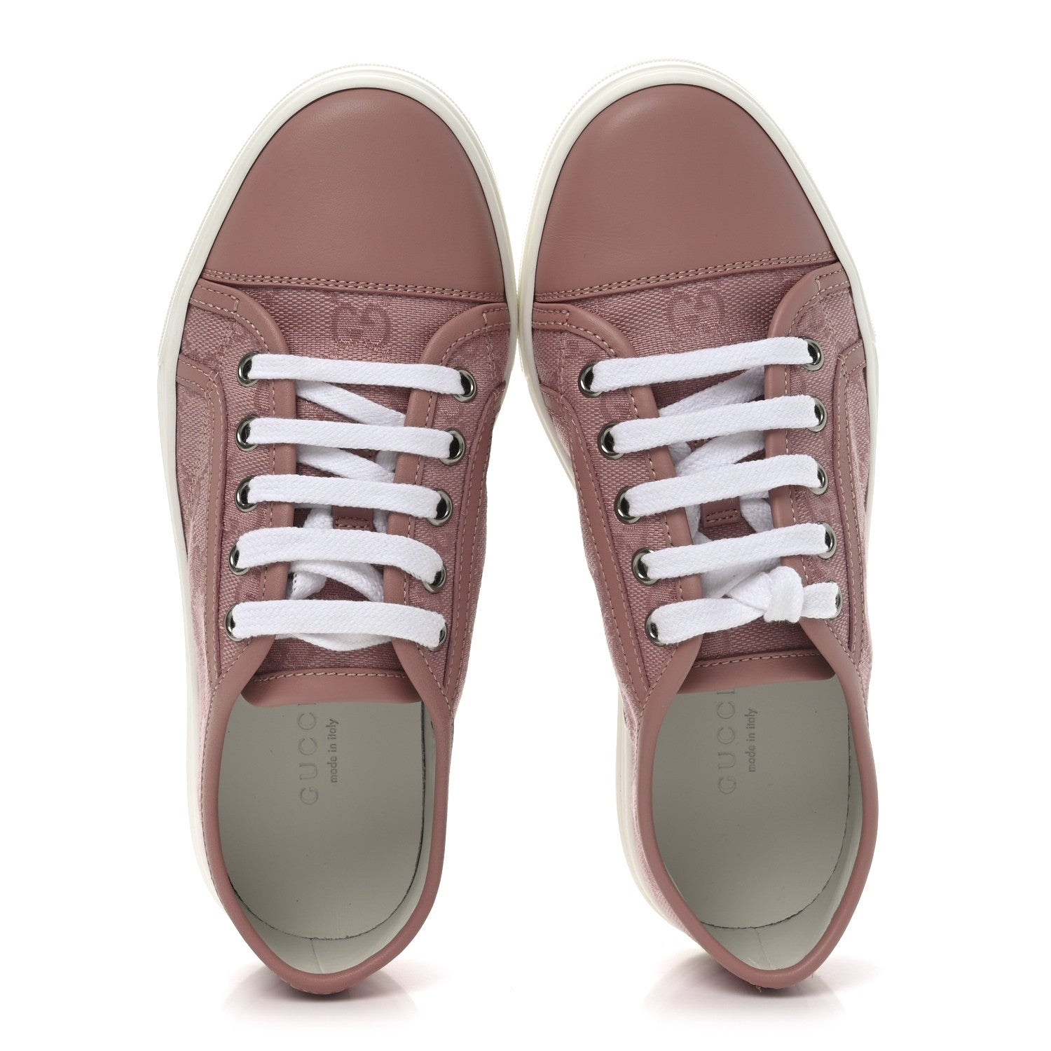 Gucci GG Monogram Calfskin Womens Low Top Sneakers 35 Pink Soft Pink 2 of 9