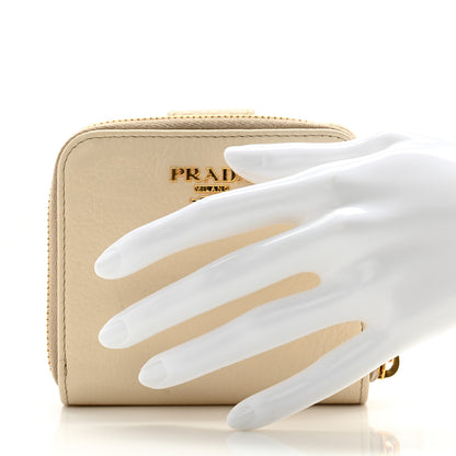 Prada Vitello Daino Compact Zip Around Wallet Cera 2 of 12
