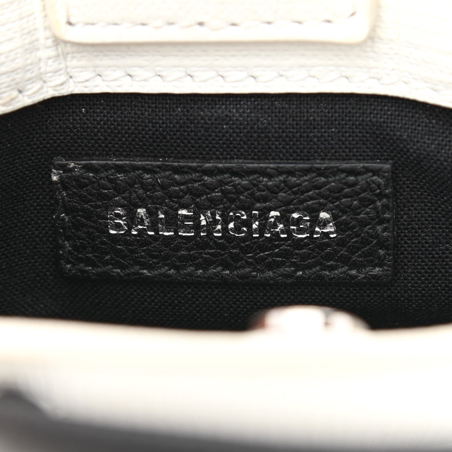Squared Calfskin Logo Shopping Phone Holder Bag White