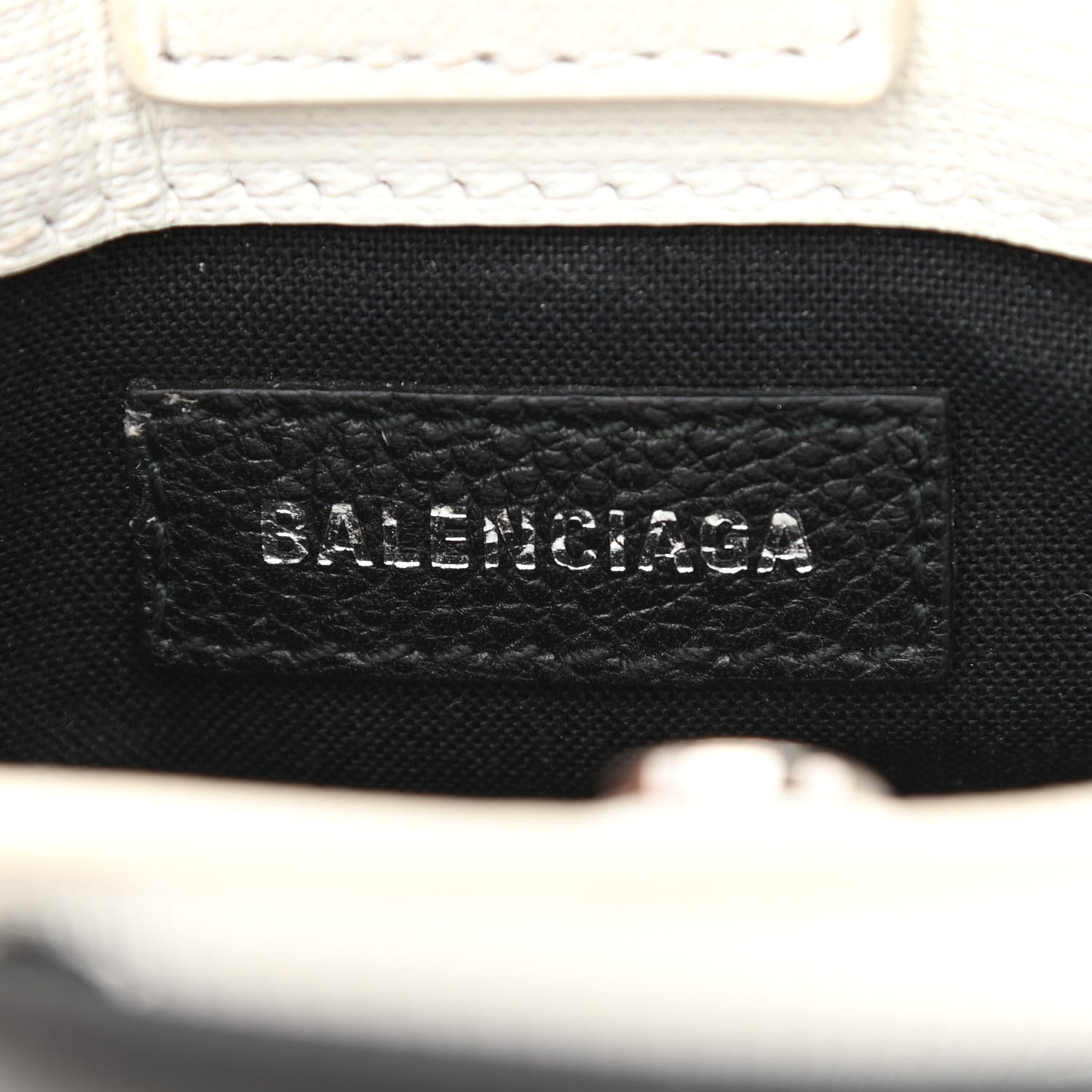 Balenciaga Squared Calfskin Logo Shopping Phone Holder Bag White 5 of 13