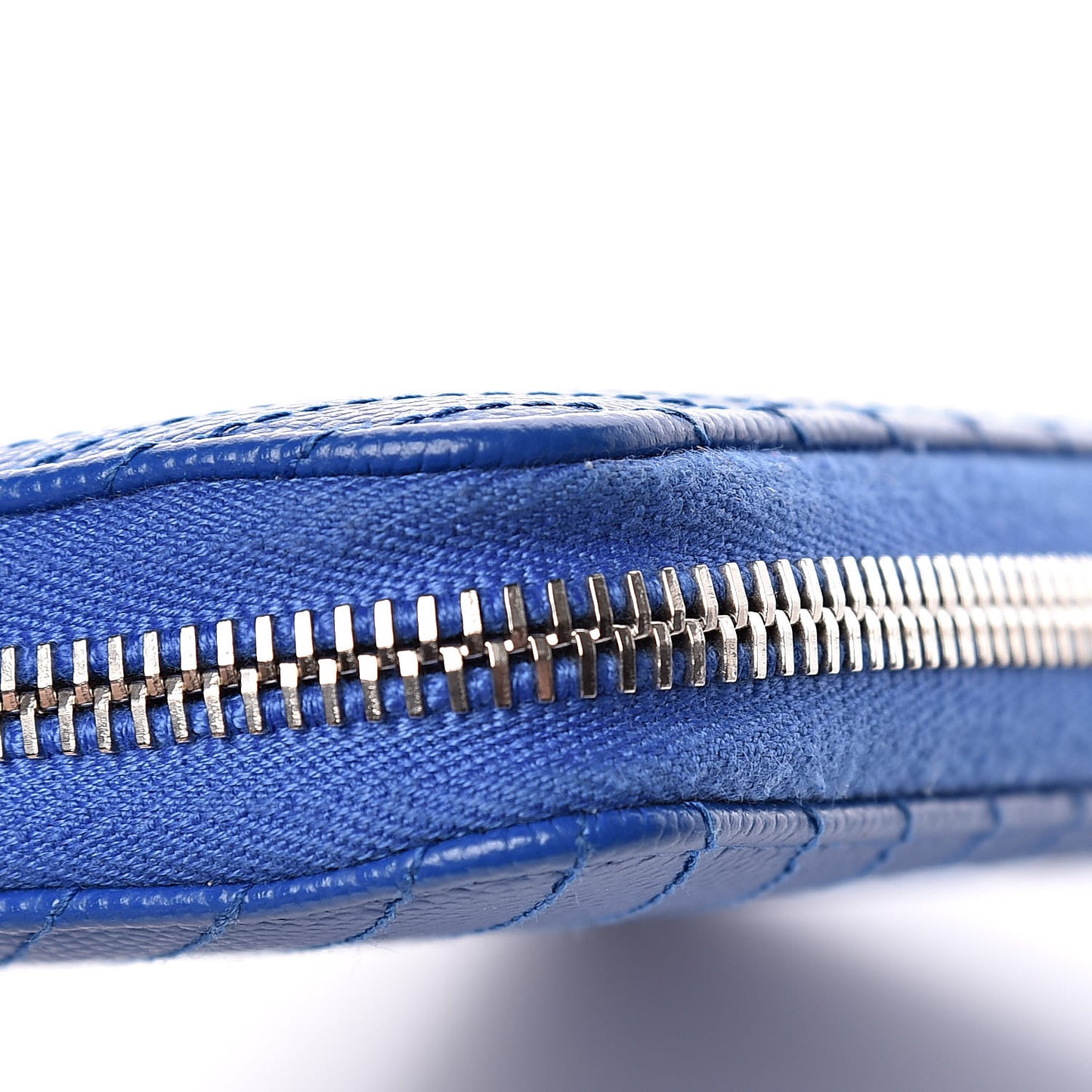 Caviar Chevron Quilted Large Gusset Zip Around Wallet Bright Blue
