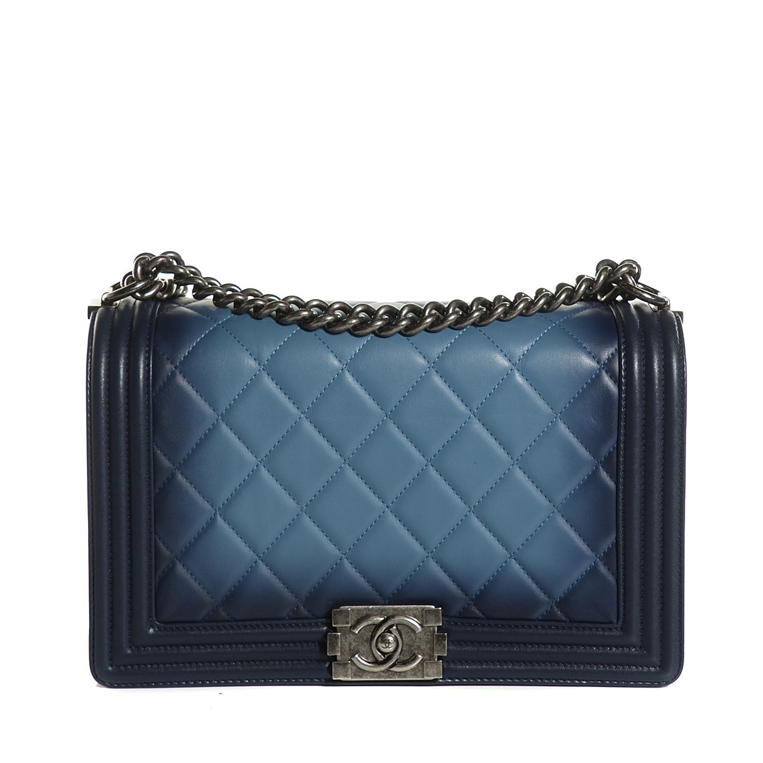 Chanel Calfskin Ombre Faded Quilted New Medium Boy Flap Blue 1 of 8