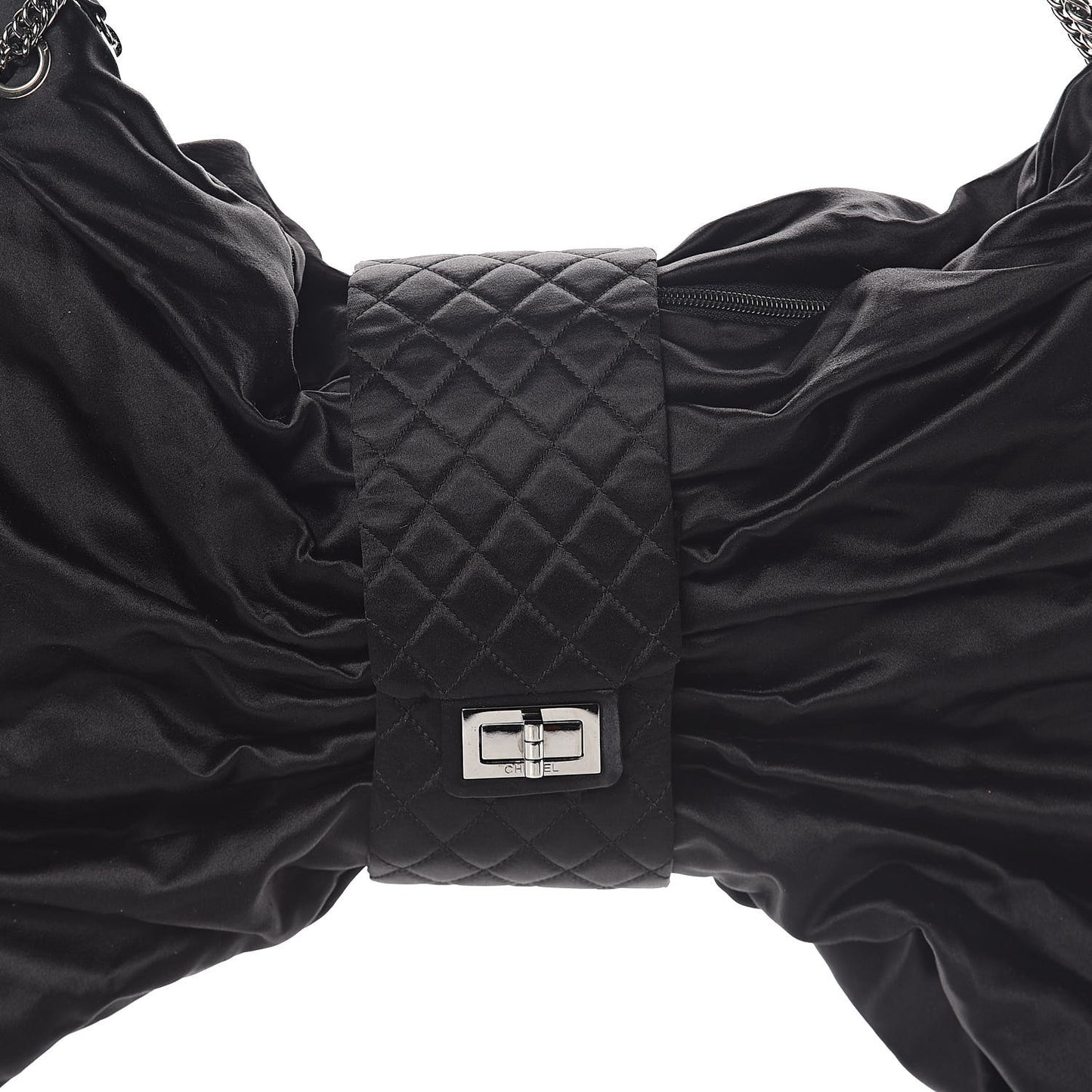 Satin Large Bow Bag Black
