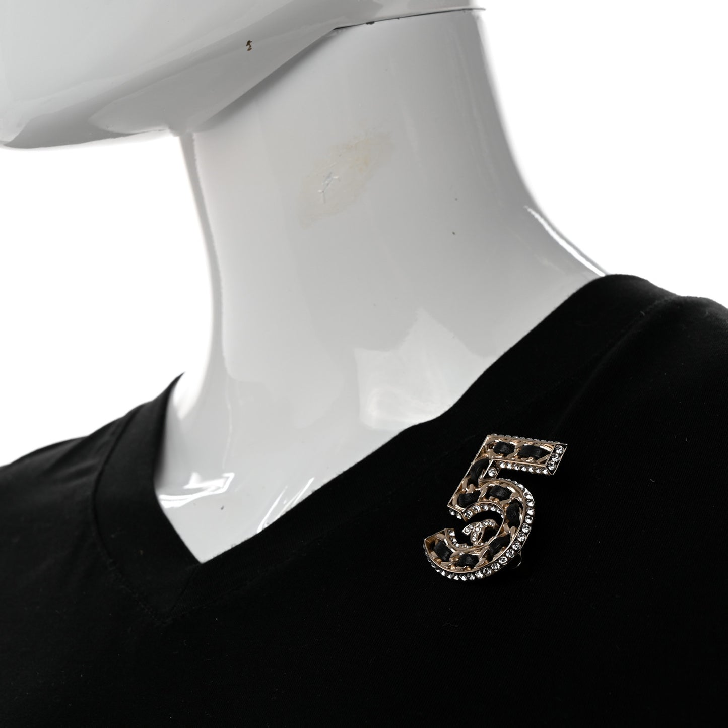 Lambskin Crystal 5 CC Brooch Gold