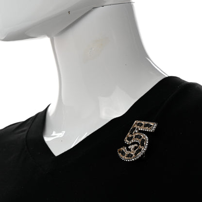 Chanel Lambskin Crystal 5 CC Brooch Gold 2 of 4