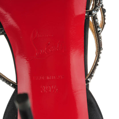 Christian Louboutin Satin Strass Aranea 100 Heels 39.5 Black Hematite 8 of 12