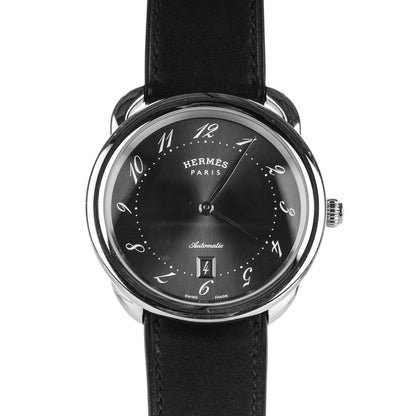 Hermes Stainless Steel Barenia 41mm Arceau Automatic Watch Noir 1 of 9