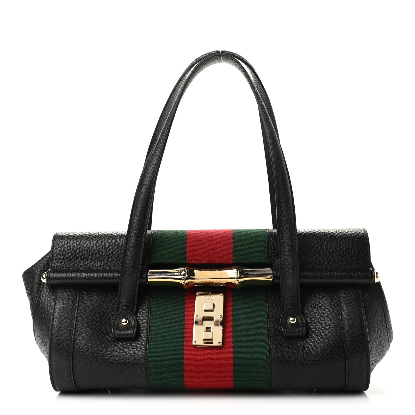 Calfskin Web Bamboo Bullet Satchel