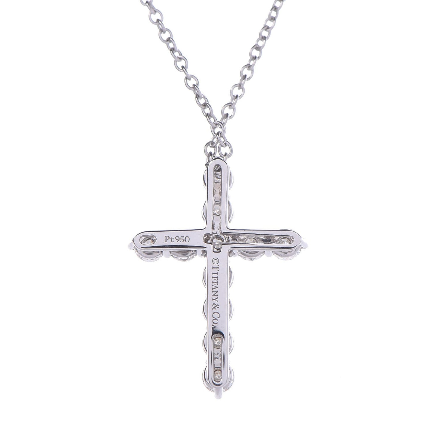 Platinum Diamond Small Cross Pendant Necklace