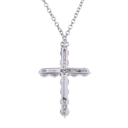 Tiffany Platinum Diamond Small Cross Pendant Necklace 5 of 8