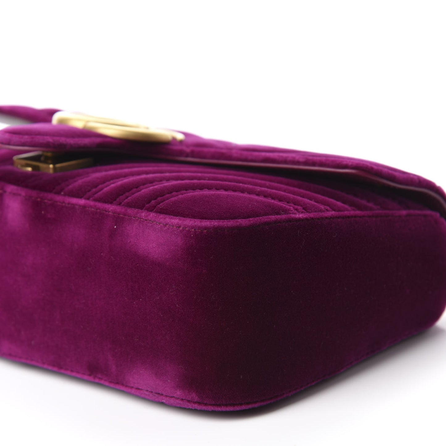 Velvet Matelasse Small GG Marmont Shoulder Bag Fuchsia Violet Cyclamen