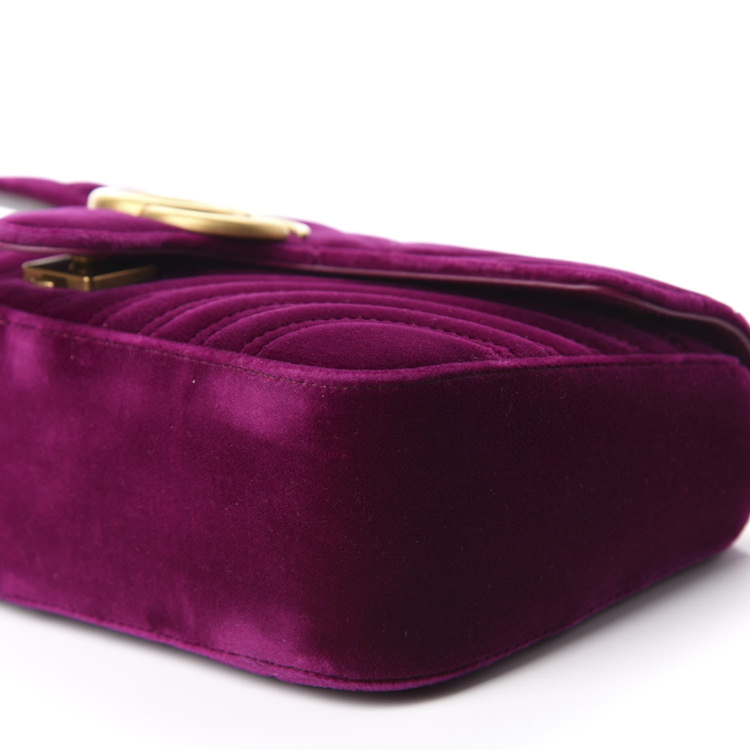 Gucci Velvet Matelasse Small GG Marmont Shoulder Bag Fuchsia Violet Cyclamen 7 of 10