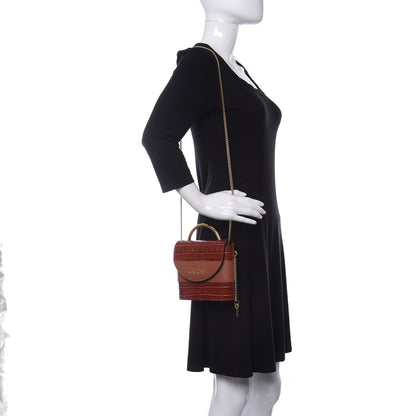 Chloe Calfskin Crocodile Embossed Small Aby Lock Chestnut Brown 2 of 10