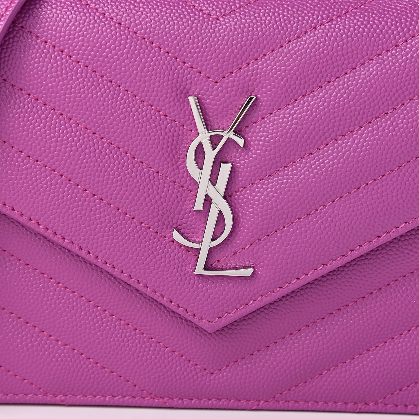 Grain De Poudre Matelasse Chevron Monogram Envelope Chain Wallet Purple