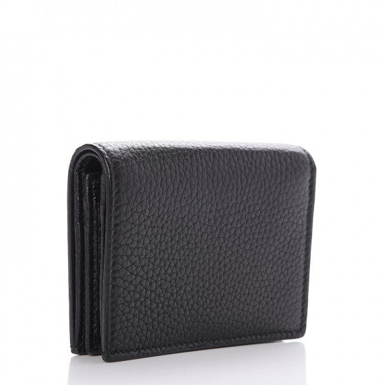 Pebbled Calfskin Animalier Card Case Black