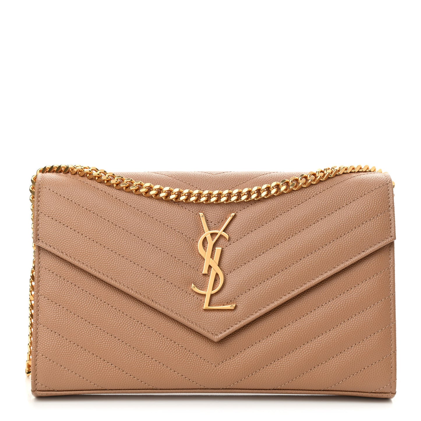 Grain De Poudre Matelasse Chevron Monogram Chain Wallet Cork
