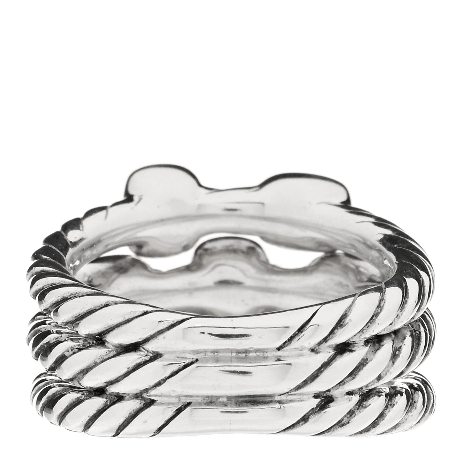 David Yurman Sterling Silver Diamond Confetti 3 Row Ring 48 4.5 2 of 3