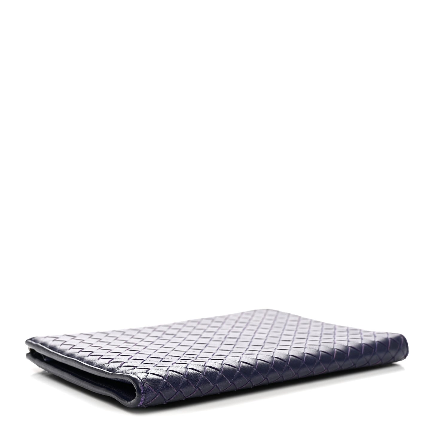 Nappa Intrecciato Flat Zip Pouch Navy