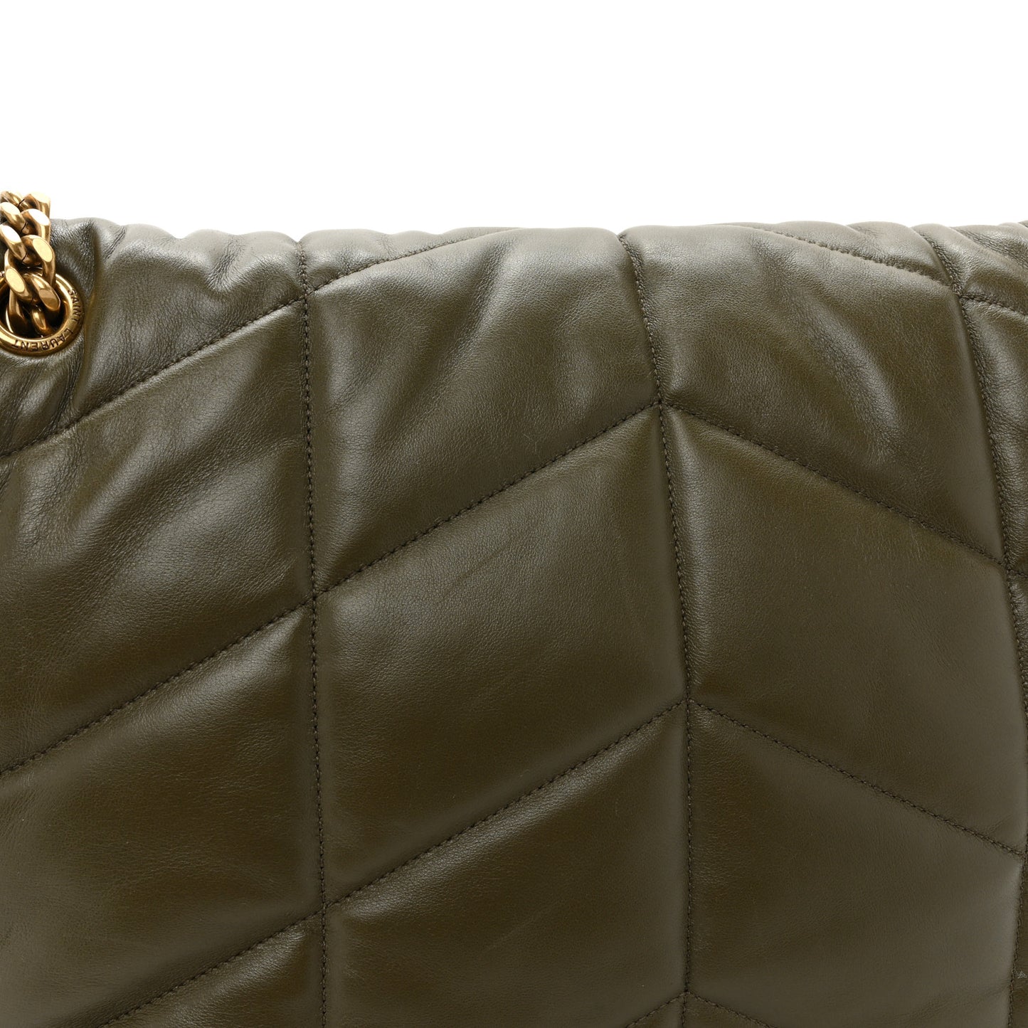 Lambskin Quilted Medium Loulou Puffer Monogram Chain Satchel Seaweed