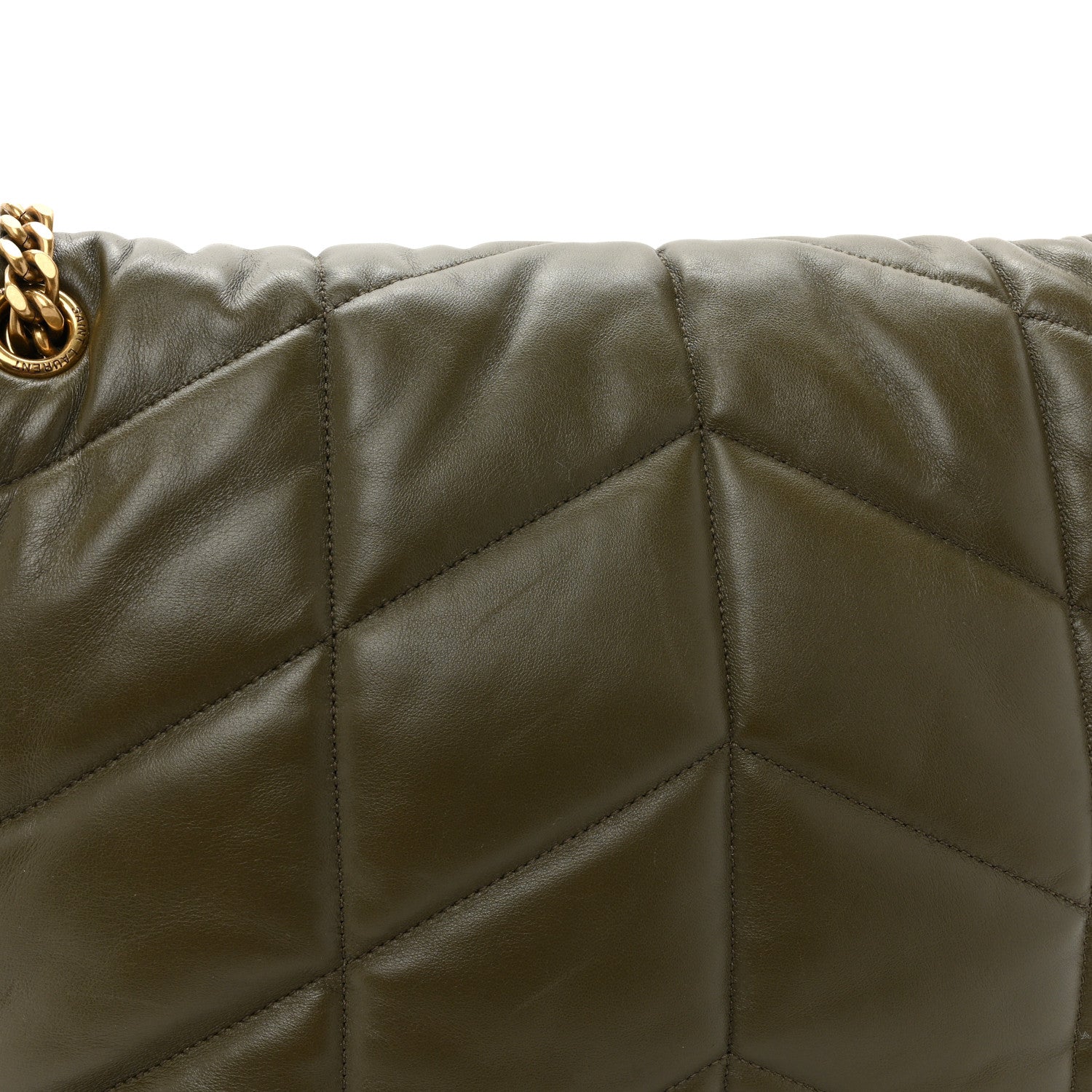 Saint Laurent Lambskin Quilted Medium Loulou Puffer Monogram Chain Satchel Seaweed 14 of 14