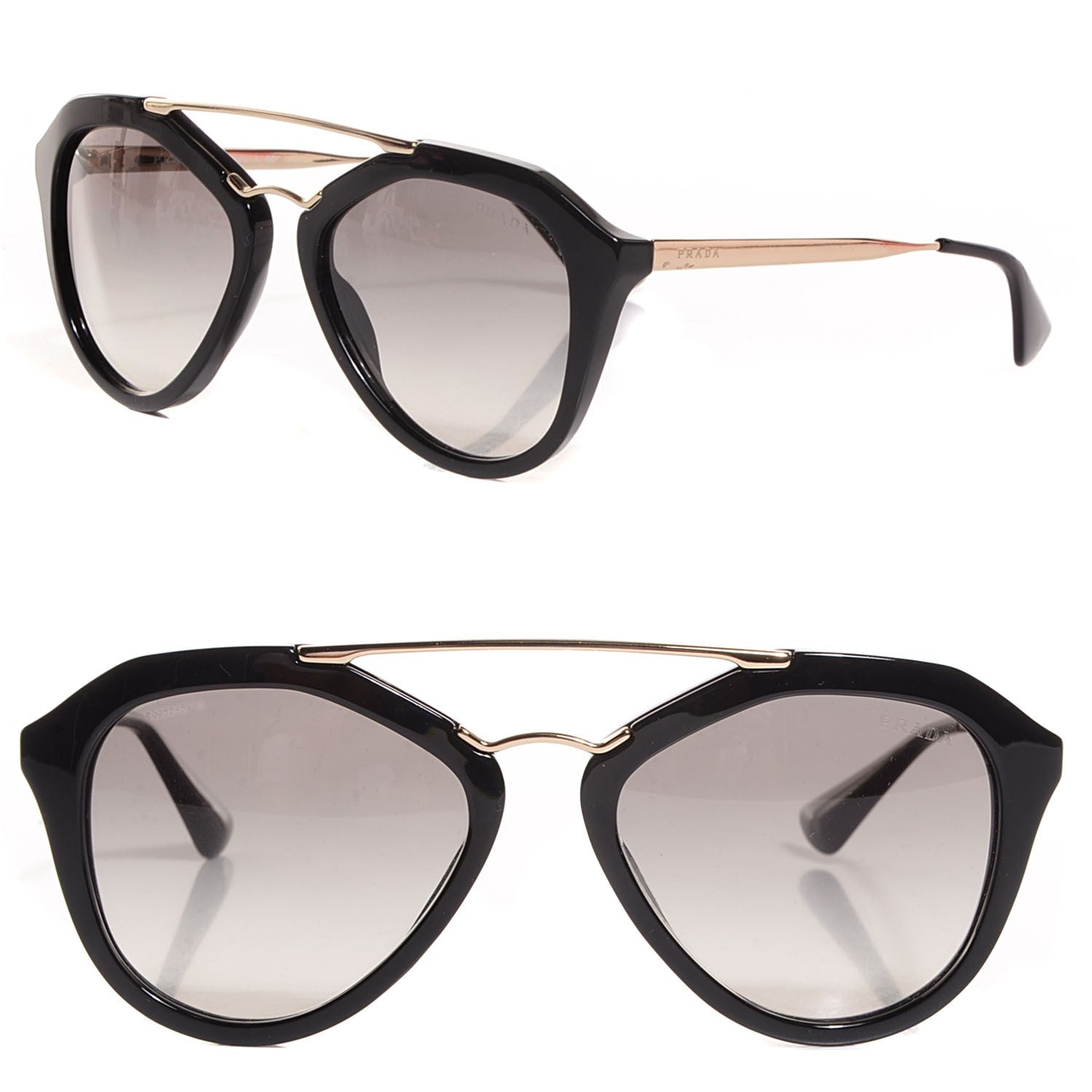Prada Acetate Metal Cinema Sunglasses SPR 12Q Black 1 of 5