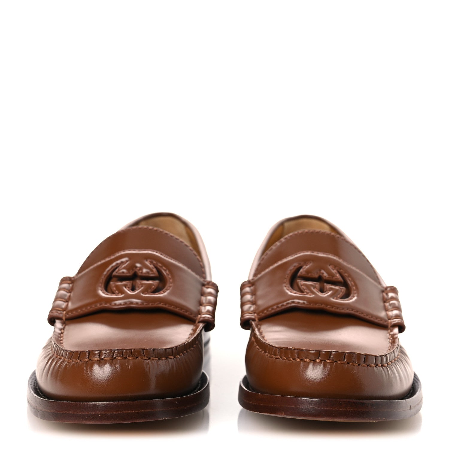 Gucci Millennial Ribot Cut Out Interlocking G Loafers 37.5 Cuir 3 of 11