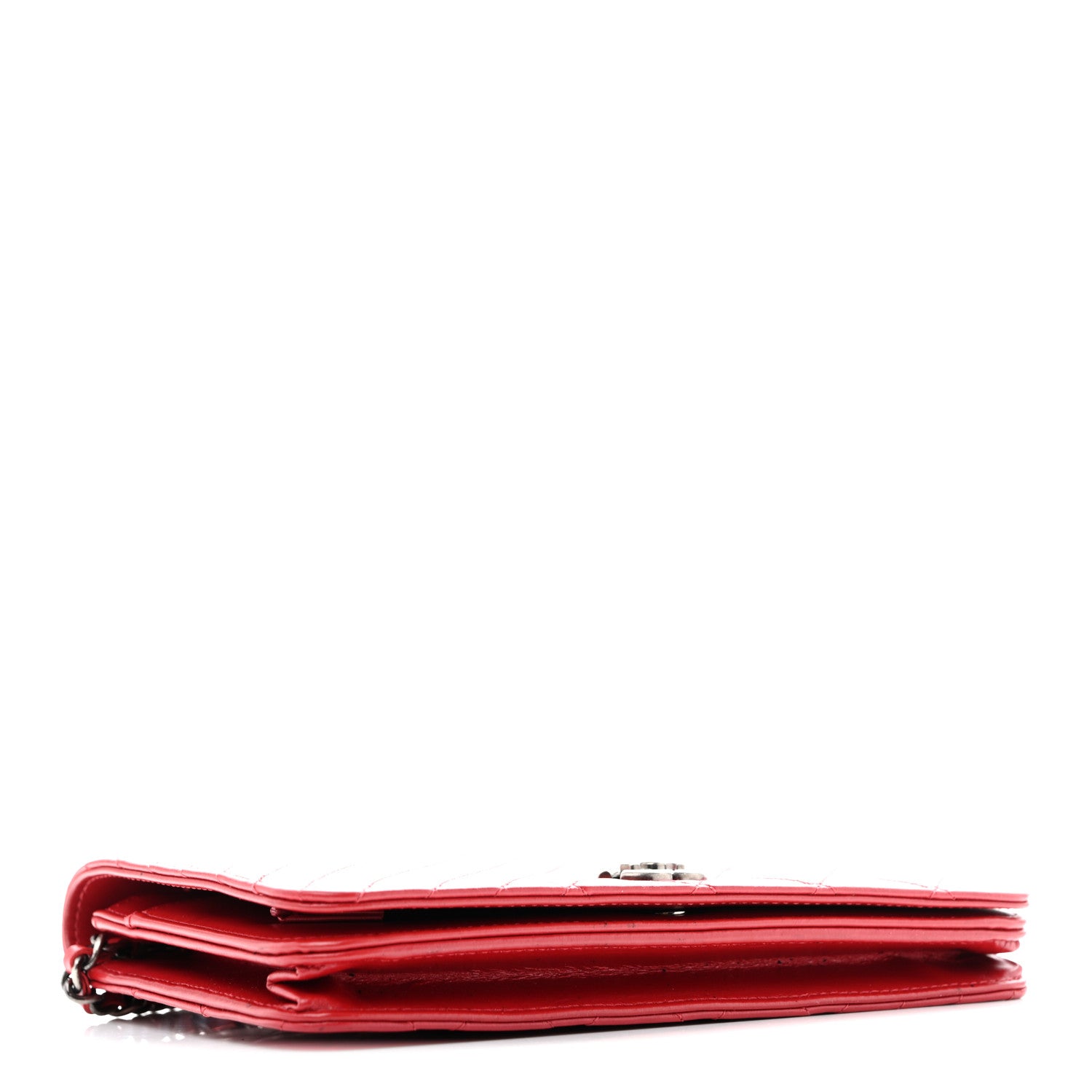 Chanel Glazed Calfskin Quilted Coco Boy Wallet On Chain WOC Red 3 of 13