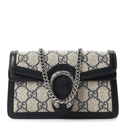 Gucci GG Supreme Monogram Textured Dollar Calfskin Super Mini Dionysus Shoulder Bag Beige Blue 2 of 19