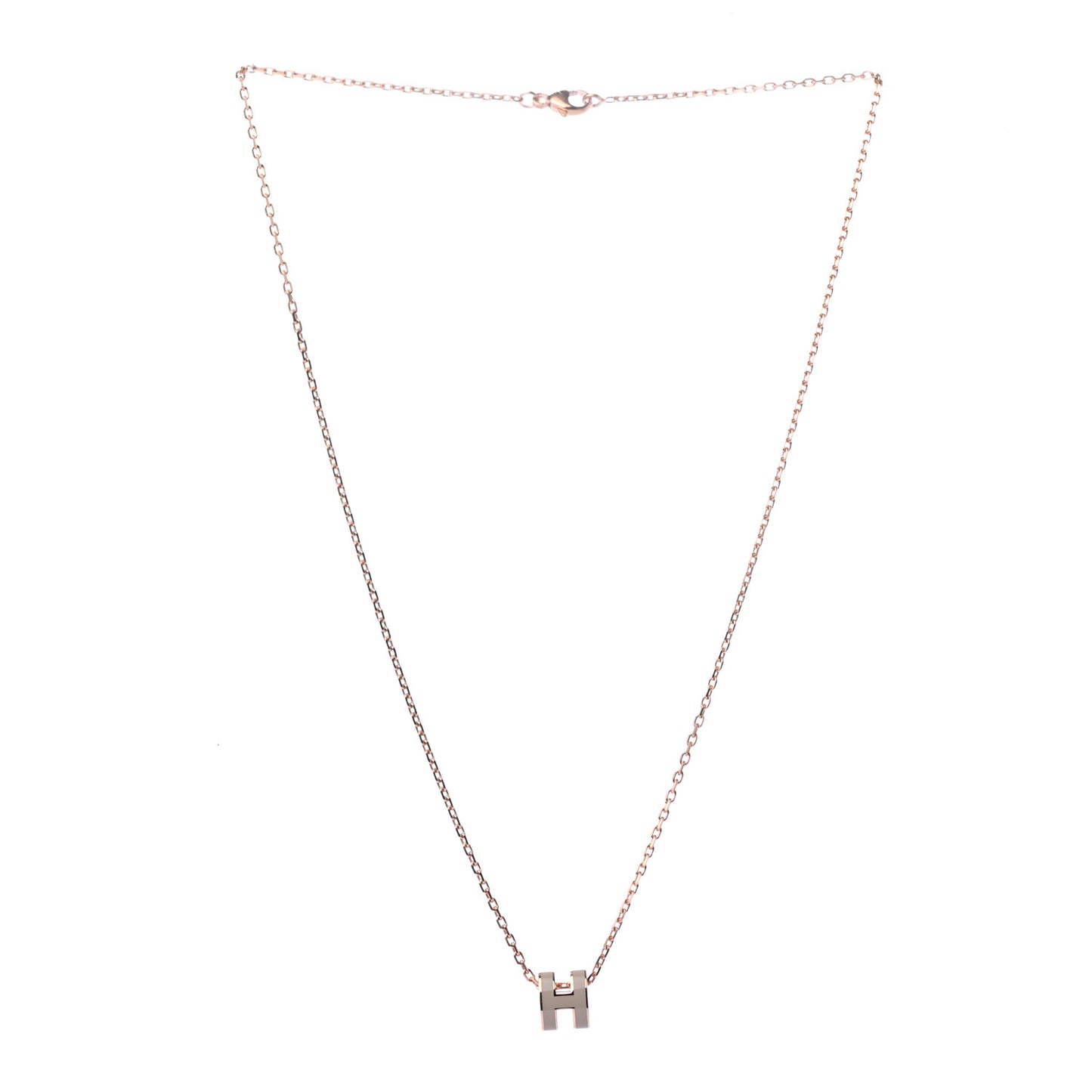 Lacquered Rose Gold Mini Pop H Pendant Necklace Marron Glace