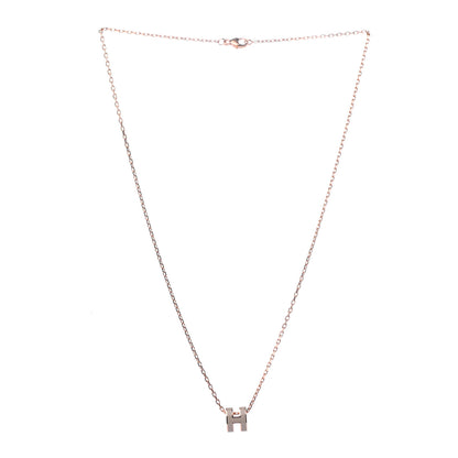 Hermes Lacquered Rose Gold Mini Pop H Pendant Necklace Marron Glace 3 of 5