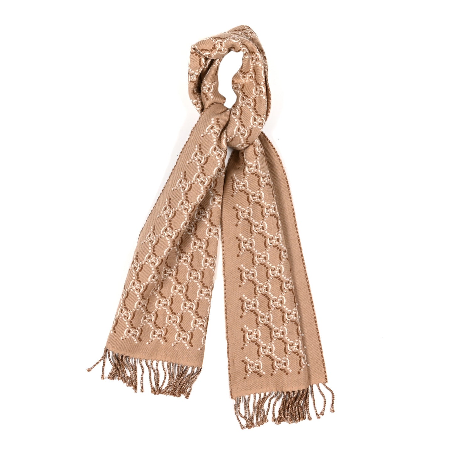 Wool GG Shadow Monogram Scarf Beige